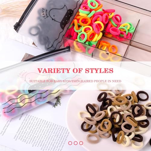 Image of Diversa 400Pcs Baby Hair Ties, High Stretch Seamless Hair Bands, Painless and Damage Free, Small Soft Elastic Cotton Toddler Hair Ties for Girls and Kids (Multicolor)