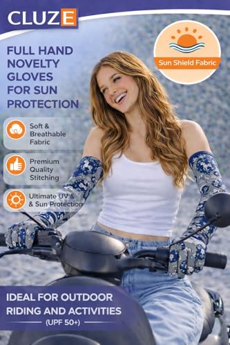 Image of Women's Driving Gloves, Printed Cotton Full Hand Summer Gloves for Protection from Sun Burn /Heat /Pollution (Pack of 1 Pair)