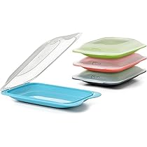 TATAY Porta Affettati per Frigorifero Fresh | Set di 4 Mini | Contenitori per Alimenti, Impilabili | Adatti a Microonde, Congelatore e Lavastoviglie | Senza BPA, 12×3,1x18cm, Colori Assortiti