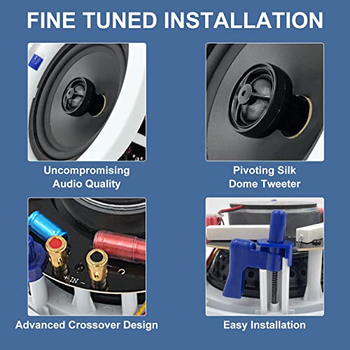 Herdio 6.5 Inch Ceiling Speaker, 160 Watts Round In Ceiling Speaker,Premium Spring Loaded Home Theater Speaker System,Perfect For Indoor/Outdoor Placement, Bath,Covered (Each) #TOP1