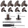 YORANYO 100 Sets Antique Copper Round Flat Head Chicago Screws for Leather Chicago Rivets Kit Button Studs Leather Rivets Chicago Screw for Leather Crafting Clothing Shoes Belts Bags 25/64 Inch #1