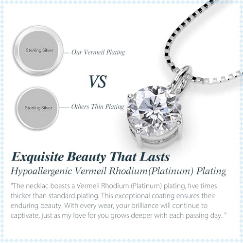Moissanite Necklace for Women Sterling Silver Jewelry Lab Grown Gem Pendant for Her, Gift for Wedding Anniversary Birthday Christmas Valentines Mothers Day - to My Wife Daughter Girlfriend Mom4