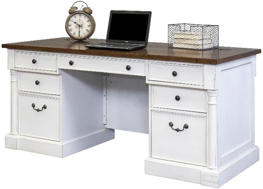 Durham Double Pedestal Executive Desk, White