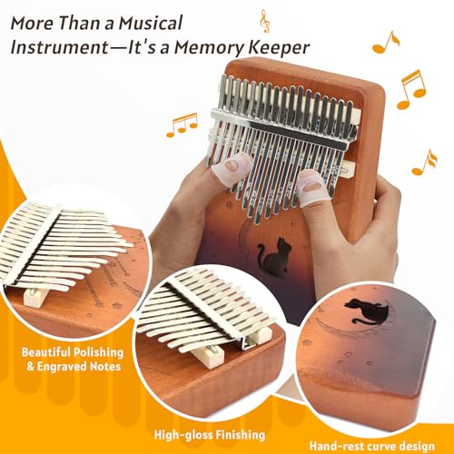 Image of 17 Key Kalimba Thumb Piano, Mbira Instrument,Musical Gift for Kids & Adults