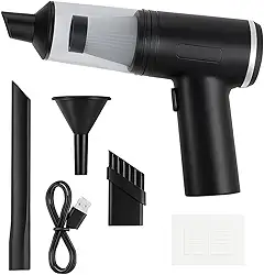 Mini Aspirador Portátil 2 em 1 – Função Aspirar e Soprar, USB Recarregável, Filtro HEPA Lavável para Carro, Escritório e Residência