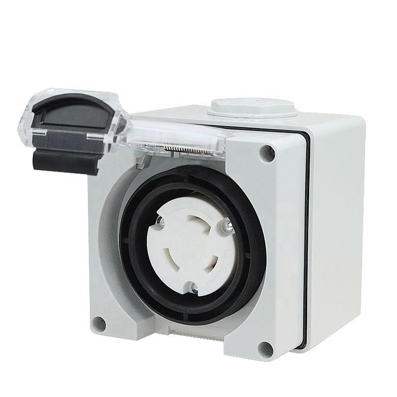 RV Power Inlet Box, 30 Amp NEMA L5-30C, 125V AC, IP66 Weatherproof, Generator Power Connection
