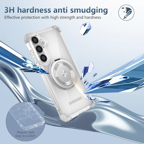 Image of Cubix Back Cover Case for Samsung Galaxy S25 Plus Hard PC + TPU | Metal Ring Kickstand | 1500g Magnetic Hold | 360 Rotating Stand | Military Drop Protection | Air Cushioned Corners