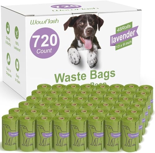 720 Count Lavender Scented 13” x 9”Dog Poop Bags Rolls, Leakproof...