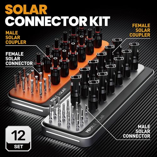 SOMELINE® Ring Connectors - Crimp Connectors - Ring Terminals #4, 8, 10, 1/4", 5/16", 3/8", 1/2" - PVC Insulated Tinned Copper Wire Connectors - Blue 16-14 AWG - 60 Pcs (SOMELINE-Solar)