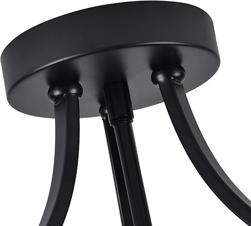 Miniatura 5 de Aiwen Moderna lámpara de techo semiempotrada de 12.6 pulgadas, 3 luces, jaula de metal negro, lámpara de techo con pantalla de cristal, iluminación