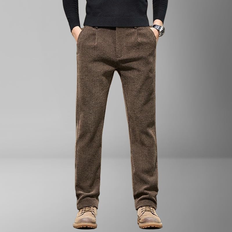 Men's Warm Winter Herringbone Business Casual Pants3