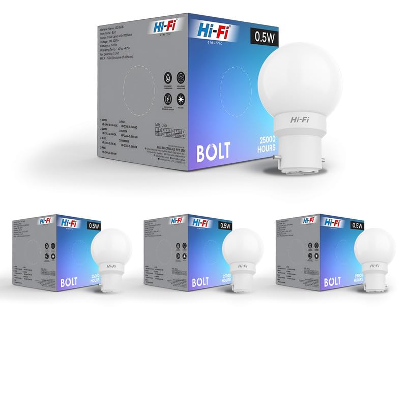 Image of Hi-Fi 0.5W LED Bulb Cool White (6500k) B22 Base | Energy Efficient Zero Watt Light | Decorative Night Lamp for Home, pooja room light & Bedroom Zero Blub (Pack of 4)
