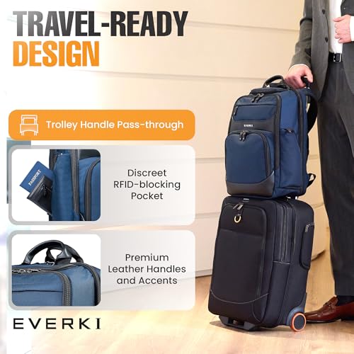 Image of EVERKI Onyx Premium Business Executive Laptop Backpack, Ballistic Nylon and Leather, Travel Friendly