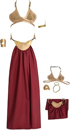 Girls Princess Leia Slave Costume Suit Halloween Cosplay Leia Bikini Outfit Swimwear Top Skirt Armlet Wristband