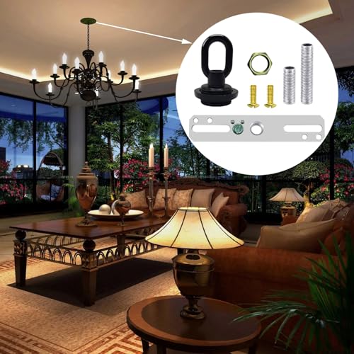 Image of ECUDIS Light Fixture Cross Bar Kit, 1 /4 IP Center Lamp Screw Collar Canopy Hardware Set (Black, Pack of 1)