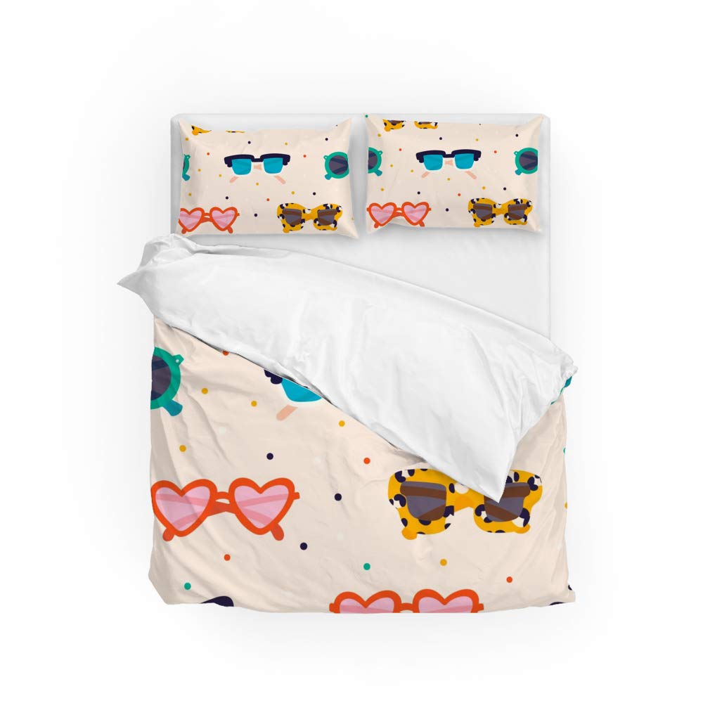 Parure de lit motif lunettes de soleil pour une décoration de chambre estivale