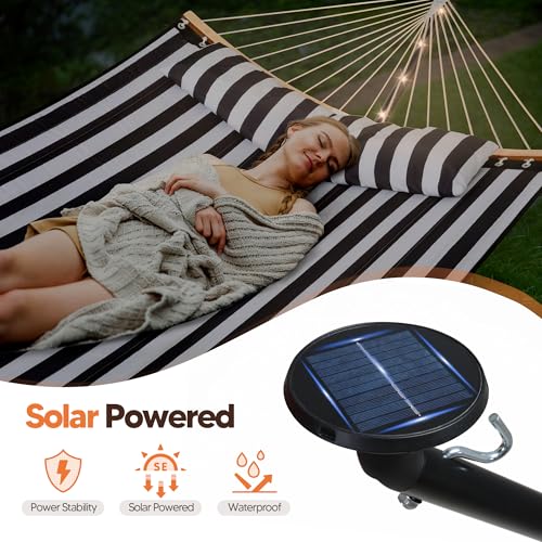 Image of SUNCREAT Double Outdoor Hammock with 12 ft Stand, Black & White