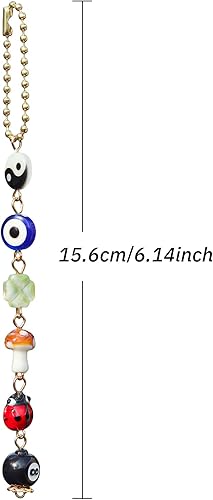 Miniatura 5 de Adorno colgante de auto de mal de ojo, dije de buenos días de la suerte, colgante de trébol de cuatro hojas de hongo de 8 bolas, para espejo