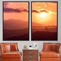 2 Piece Framed Canvas Wall Art Sunset in The Mountains Canvas Prints Home Artwork Decoration for Living Room,Bedroom - 16
