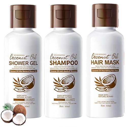 Coconut Oil Travel Size Toiletries,Coconut Bath & Hair Care Set,Travel Shampoo and Conditioner,Min/i Shampoo and Conditioner Se/t,Moisturising Shampo/o and Conditione/r Se/t for Women & Men