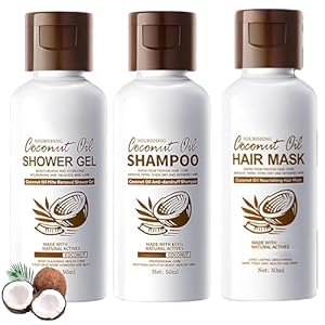 Coconut Oil Travel Size Toiletries,Coconut Bath & Hair Care Set,Travel Shampoo and Conditioner,Min/i Shampoo and Conditioner Se/t,Moisturising Shampo/o and Conditione/r Se/t for Women & Men