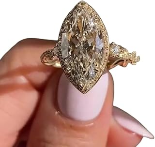 SILVERIST Vintage 3 Ct Marquise Cut Diamond Engagement Ring For Women 14...