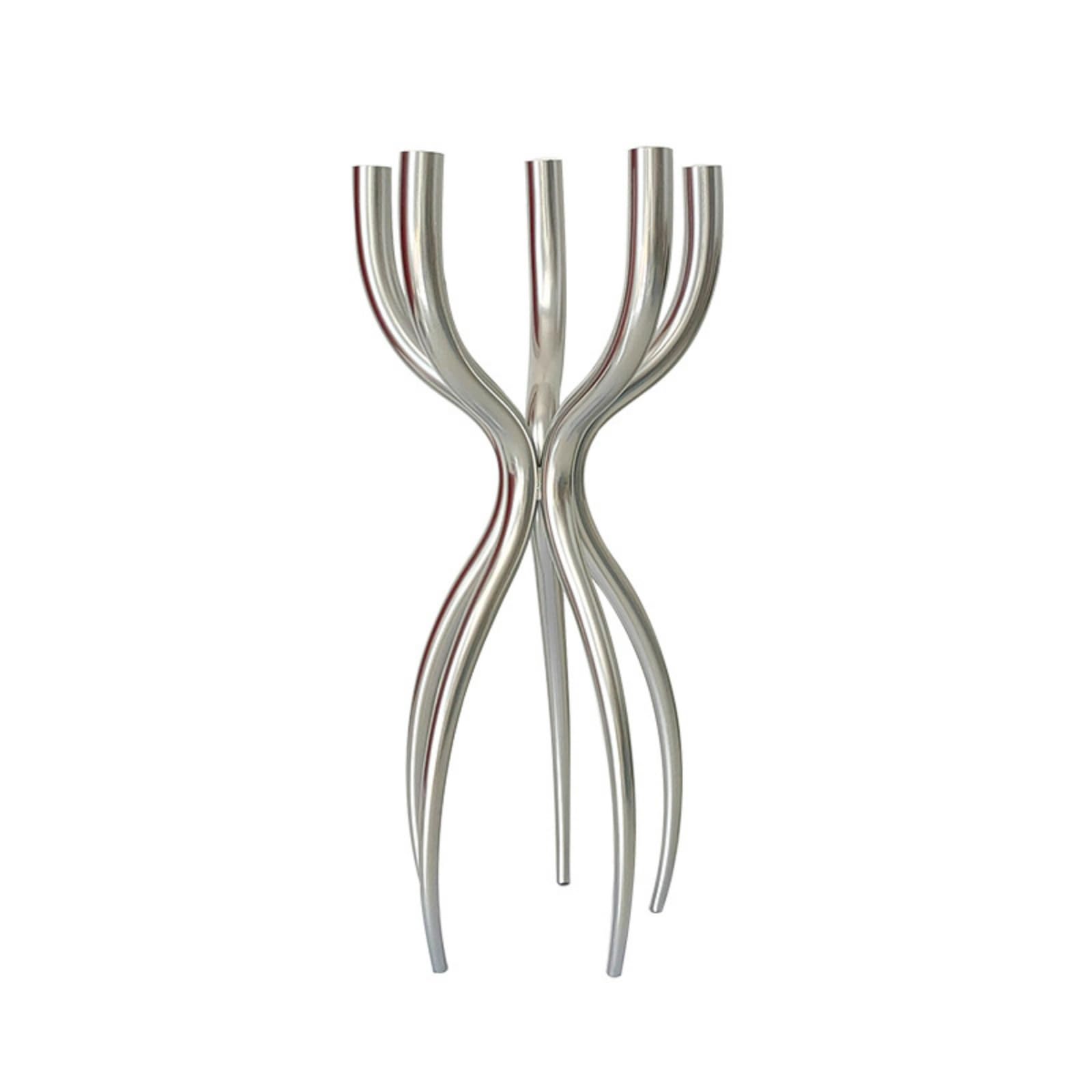 B Baosity Candelabro Escultural con Brazos Elegante Candelabro Metal Reflectante Decoración para Villas, Plata