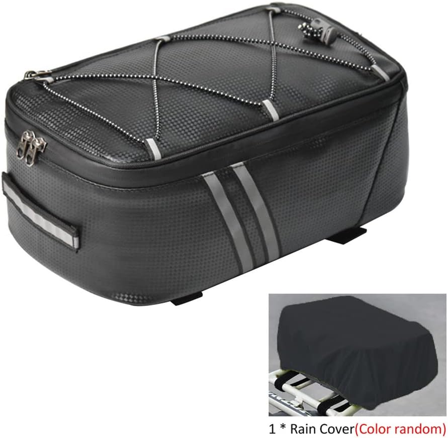 Tookie 8L Rear Carrier Luggage Bike Bag, Waterproof PU Leather Bicycle Rear Seat Cargo Bag Luggage Bike Bag Bicycle Saddle Bag with Rain Cover, Easy to Install - Image 2