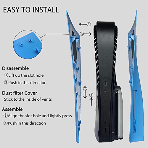 Placas frontales con rejillas ventilación y filtro polvo para la edición disco DOBEWINGDELOU Placas frontals Cubierta consola repuesto lateral accesorios a prueba de polvo ABS Azul - imagen 7