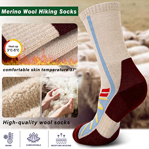 Merino Wool Hiking Socks for Cold Weather Socks Thermal Warm Crew Winter Boot Cushion Socks2