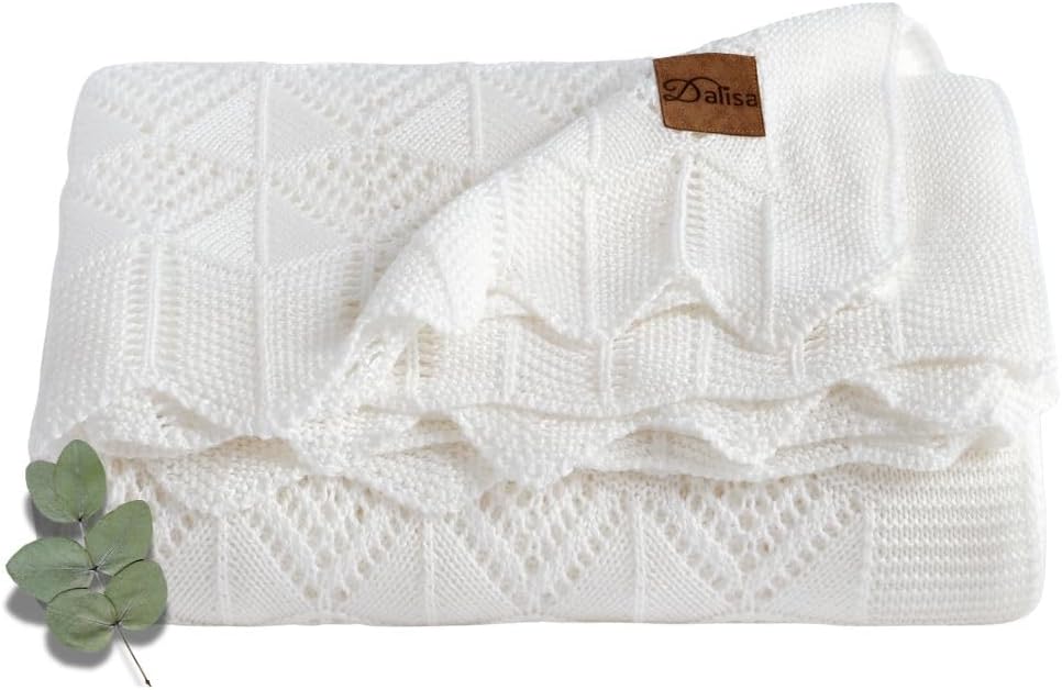 Dalisa Silky Tencel™ Premium Throw Blanket - Soft, Breathable, 50x60 Inches Warm White, Crochet Lace, Oeko-Tex Certified, Snuggling & Lounging - Emily
