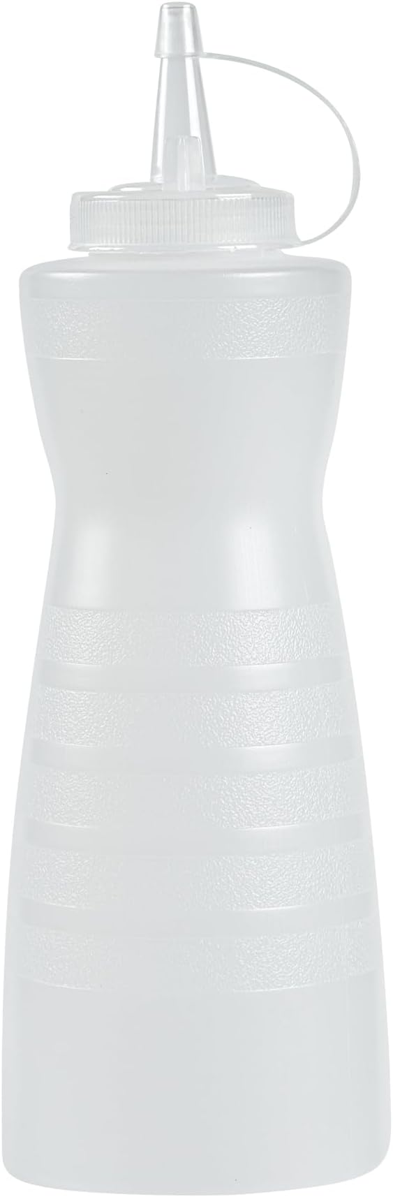 Restaurantware Plastic Squeeze Bottle 24 oz Wide Mouth Condiment Bottle With Cap Reusable Dishwashable Clear Gourd-Shaped Sauce Dispenser For Syrups, Ketchup, Oil, Dressing, Art And Craft