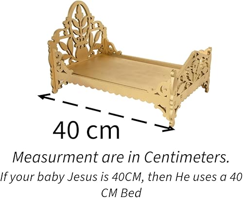 Miniatura 8 de A&C Quinceañeras and More Cama para nino dios accesorios para nino dios cama color natura para beby jesus Cuna de madera dorada (35 cm)