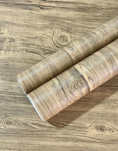 Image of WISDOM Wood Wall Paper Self Adhesive Shelf Liner Wood Paper for Wall Cabinet Liner Dining Room Wallpaper (24x48 Inch)