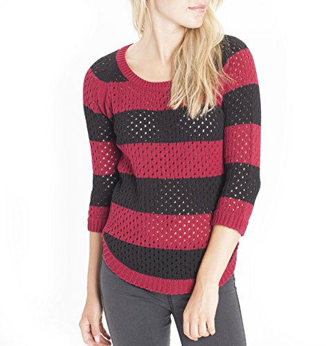 Sweater stripe open weave pour les après-midis détente des filles en taille L