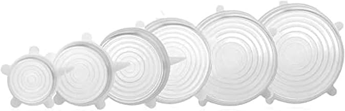 طقم أغطية سيليكون قابلة للتمدد لحفظ الطعام مقاومة للحرارة وقابلة للوضع في الفريزر والميكروويف متعددة الأحجام مناسبة للمطبخ والأوعية والأكواب والأواني، (6 قطع)، 9916