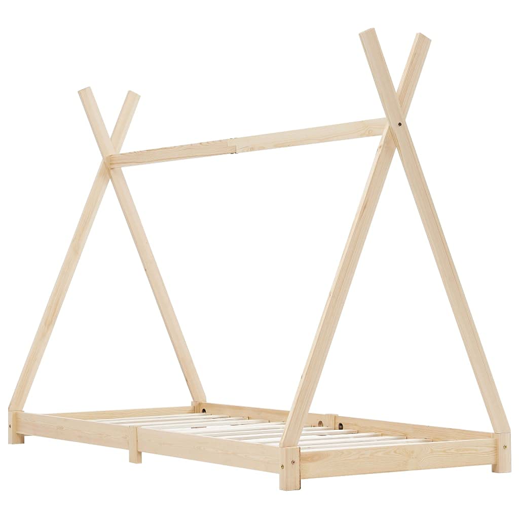 SKM Estructura de Cama Infantil de Madera Maciza de Pino 70x140 cm,Mobiliario,Mobiliario para bebés y niños pequeños,Cunas y Camas para niños,Marrón,283355