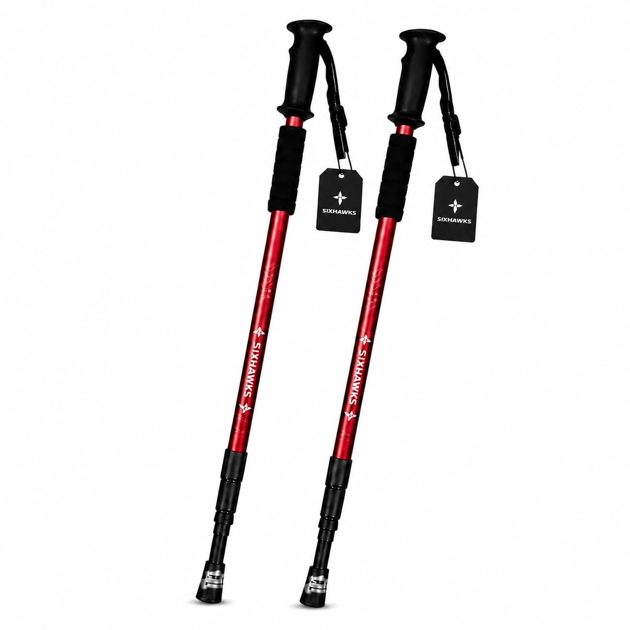 Telescopic Hiking Poles 2 Pack Adjustable Anti-Shock Aluminum Trekking Poles & Walking Sticks 51-110cm for Men & Women.Ideal for Hiking, Walking, Camping (Red)