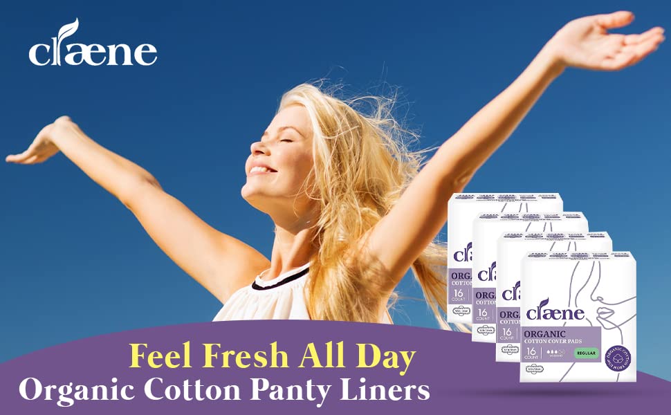 Image of Claene Organic Cotton Cover Pads, Cruelty-Free, Menstrual Overnight Sanitary Pads for Women, Unscented, Breathable, Vegan, Organic Pads, Natural Sanitary Napkins with Wings- 64 Count Pack of 1