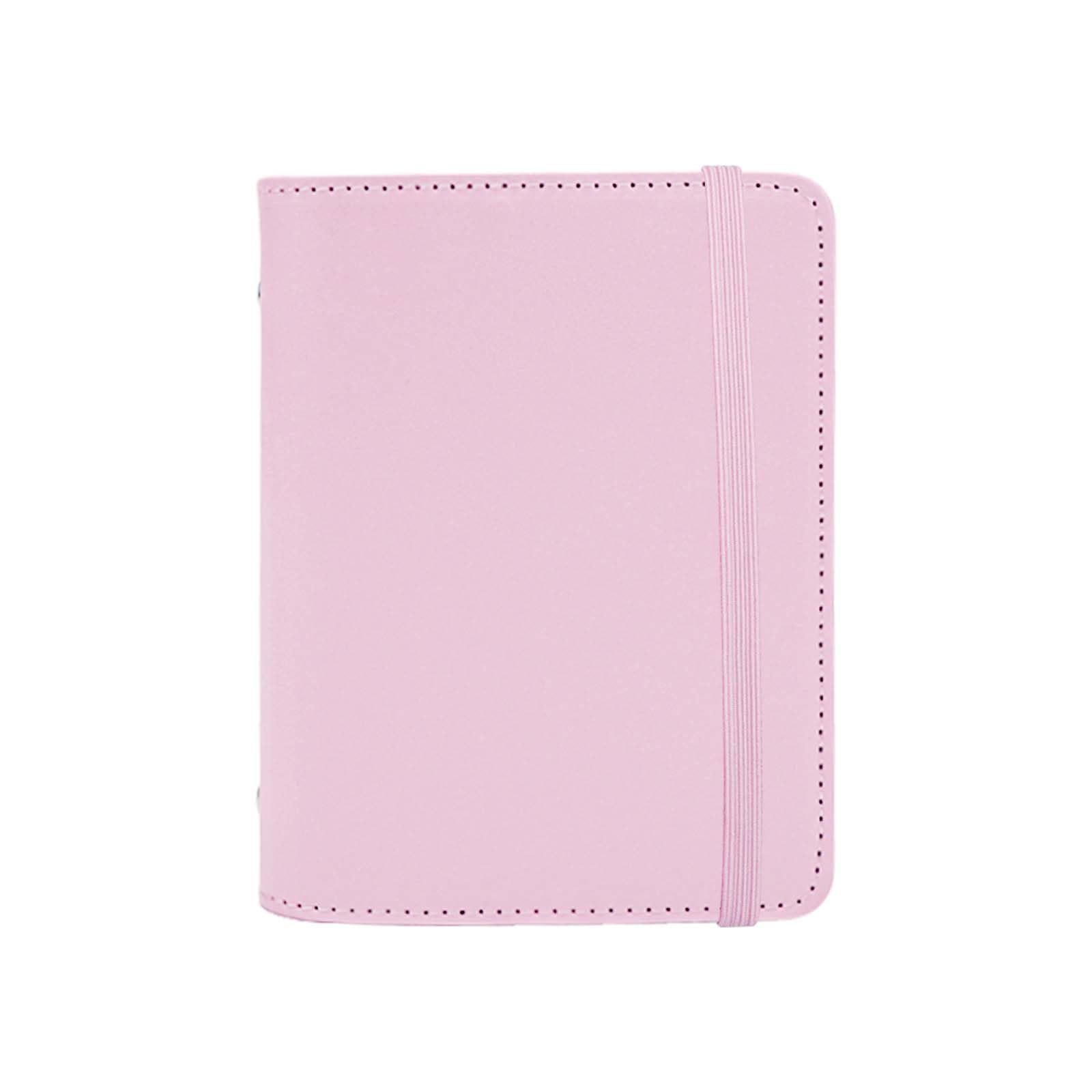 AxeWoodz PU Leather M5-5 Ring Binder with 80 Sheets Grid Filler Papers, Pink Refillable Notebook with Bandage, Planner Binder Notebook Loose Leaf Notebook