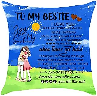 IVELECT Besties Cushion Covers Throw Pillow Covers Friendship Gifts Best Friend Birthday Gifts (D)