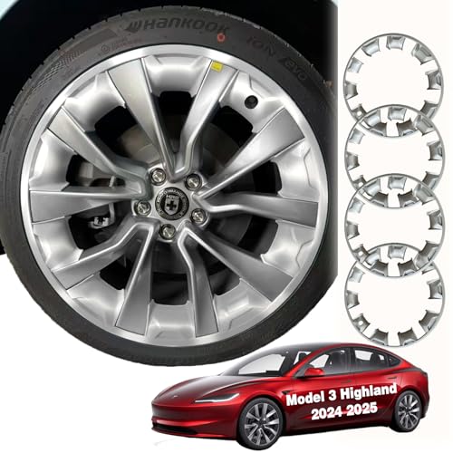 Rim Protector for Tesla 2023 2024 2025 Model 3 Highland 19 Inch Nova Wheels Cover All-in-one Car Tire Trim Rings Rim Case Hubcaps Model 3 Accessories (Sliver, 19'' Model 3-4pcs)