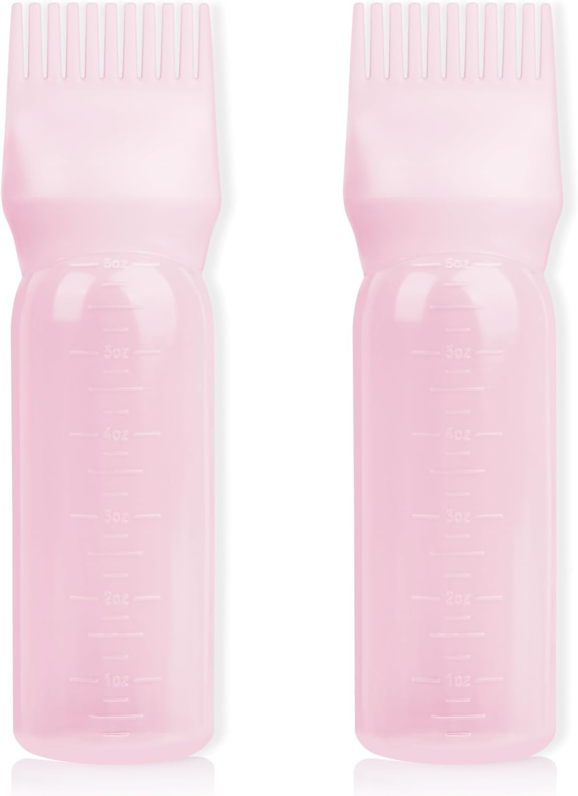 BLAAROOM 2Pack Root Comb Applicator Bottle - 6 Oz Hair Oil Applicator, Dye Bottle Tools with Oil Dispenser & Root Comb Brush - Pink