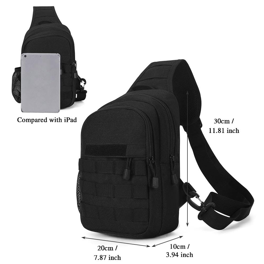 HUNTVP Sac Poitrine Tactique Molle – Multifonction Randonnée, Pêche, Camping, Bandoulière Ajustable