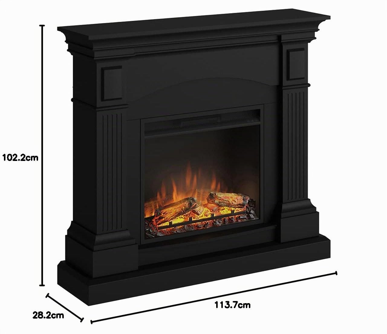 TAGU Magna Elektrischer Kamin mit PowerFlame, Heizung und Thermostat, 7-Tage-Timer, LED-Flammeneffekt, Fernbedienung (Tiefschwarz)