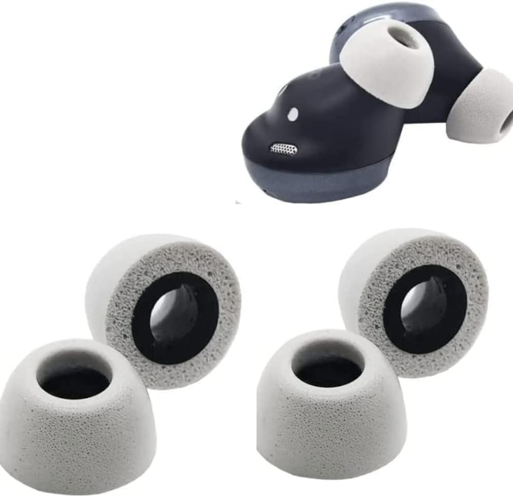 Crysendo Memory Foam Ear Tips Replacement for Samsung Galaxy Buds Pro Headphones, Earbud Tips Soft Foam, Earbuds | No Ear Pain, Anti-Slip, Fits in Charging Case (Grey, Large)