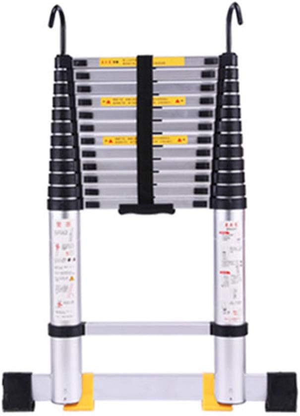 6.2M | 20ft Telescopic Aluminium Extension Ladder with Hook, Portable Extendable DIY Folding Straight Ladder for Home Loft Office Engineering Household