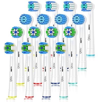 Qitizu Recambios Cepillos Compatible con Braun Oral B Eléctricos Cepillo de Dientes Cabezales de Repuesto-incluir Precision Floss Cross Sensitive 16 Blanco
