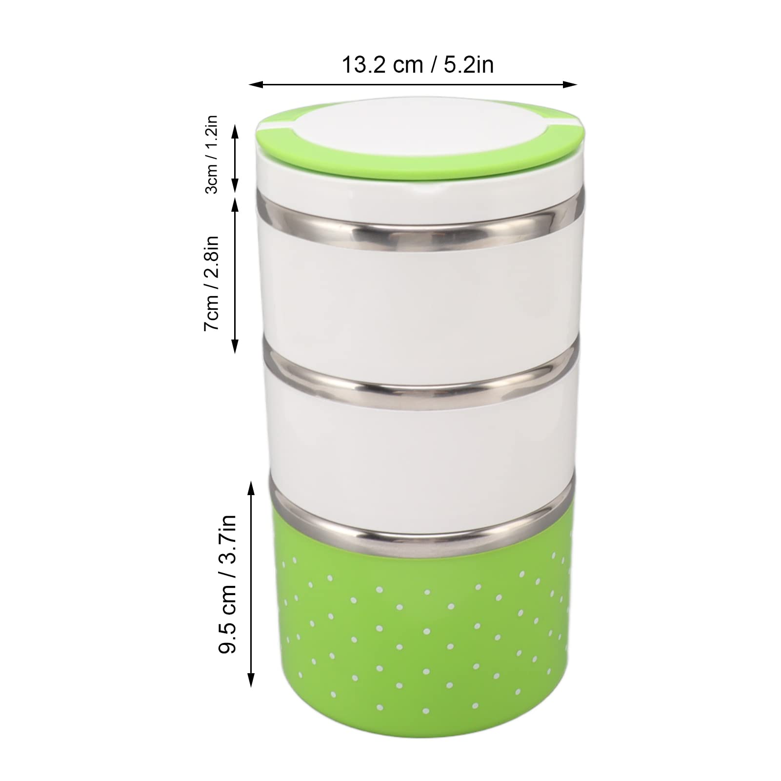 Boîte à lunch Boîte à lunch isotherme empilable en acier inoxydable, anti-fuite, portable, for boîte à lunch de bureau(Green)