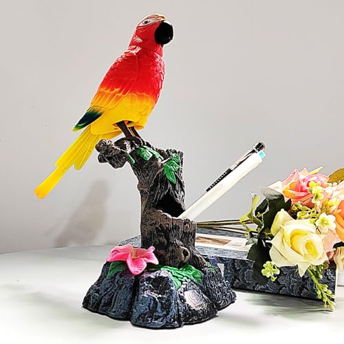 Tipmant Electronic Talking Parrots Realistic Eelectric Birds Toy Office Home Wall Room Table Decoration Recoarding Voice & Playback Kids Toys Birthday Gifts (Red) by Tipmant - Used condition - Image 4